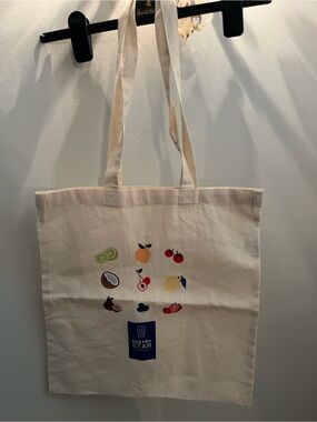 Pastry Cream Tote Bag with Multicolor Fruit Print
